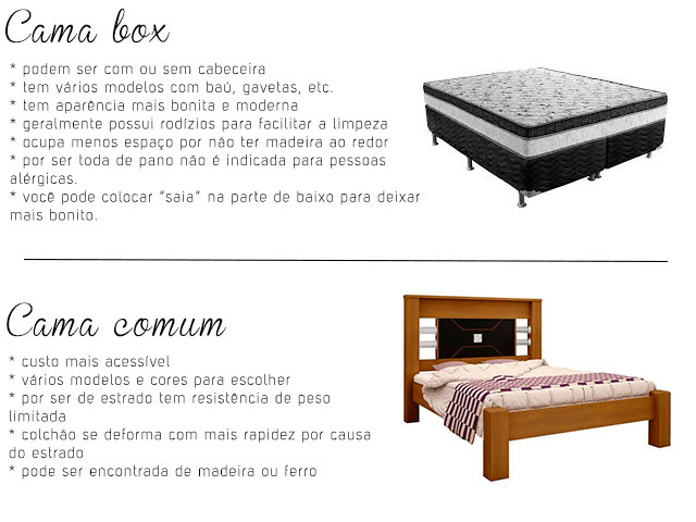 vantagens cama box e comum