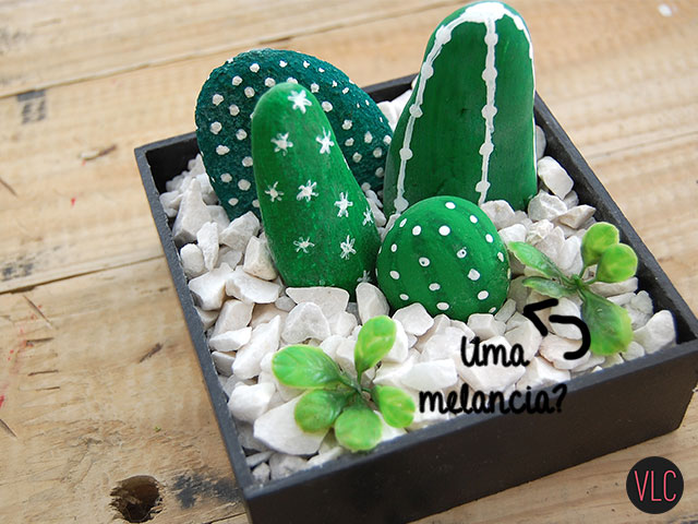 DIY cactus de pedra resultado